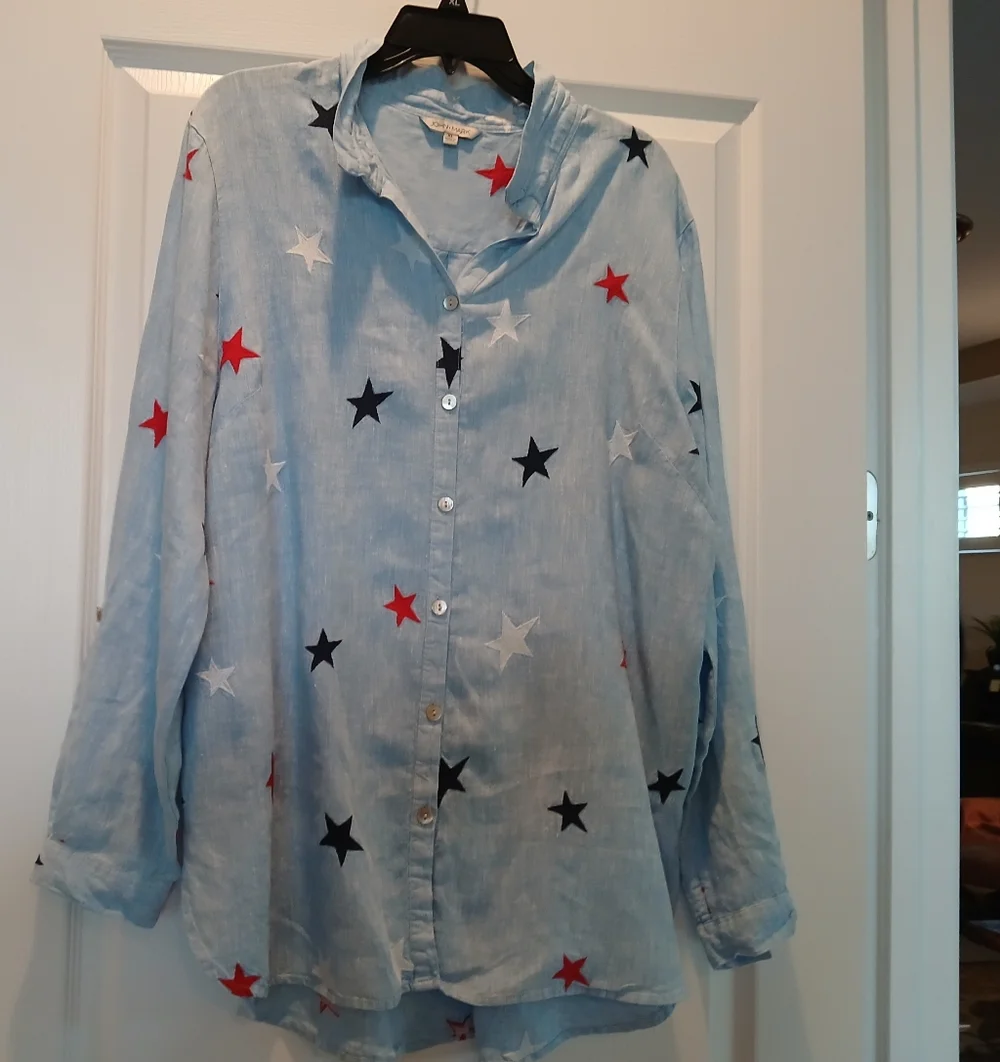 John Mark Light Blue Star Button Down Shirt - Picture 8 of 13